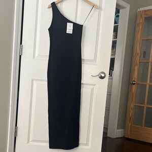 Sophie Rue Black One-Shoulder Cotton maxi Dress Sz Small